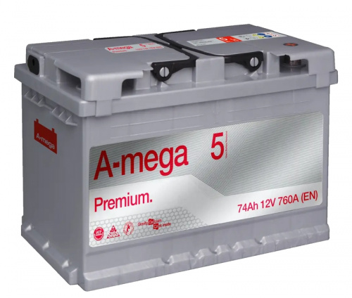Аккумулятор А-MEGA PREMIUM 6СТ-74 о.п. 760А