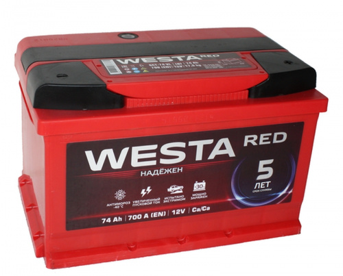 Аккумулятор WESTA RED (КАЗАХСТАН) 6СТ-74 о.п.низк700А(278*175