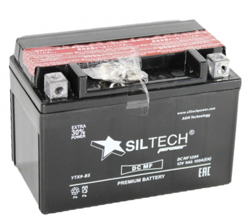 Аккумулятор SILTECH DC MF1209 12V9AH о.п. (YTX9-BS) AGM сух/за