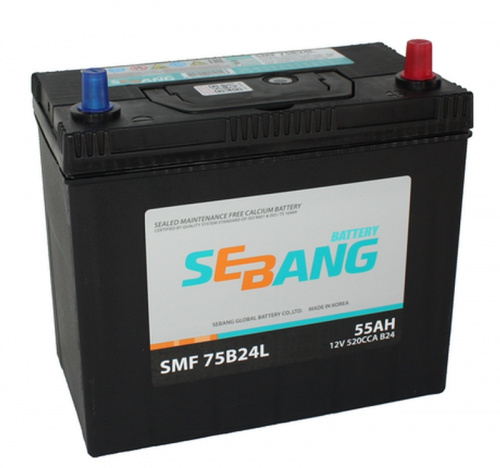 Аккумулятор SEBANG SMF 55 А/ч R+ EN 520A, 75B24L