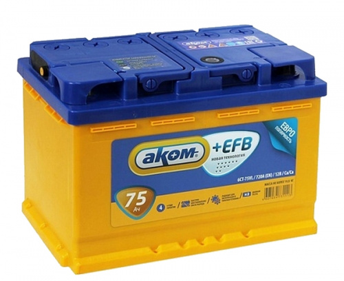 Аккумулятор AKOM+EFB 6ст-75 (п.п.) [д278ш175в190/720]