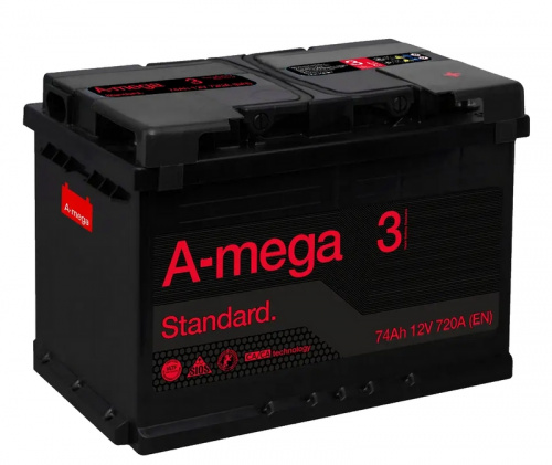 Аккумулятор А-MEGA STANDART 6СТ-74 о.п. 720А