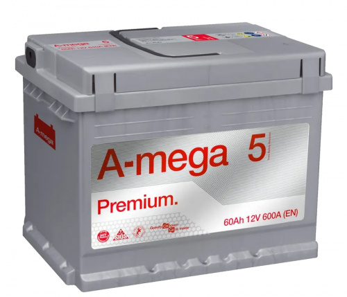 Аккумулятор А-MEGA PREMIUM 6СТ-60 о.п. 600А