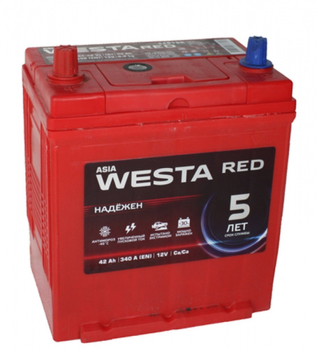 Аккумулятор WESTA ASIA (42B19L) 6ст-42 (о.п) 380А 187*127*225
