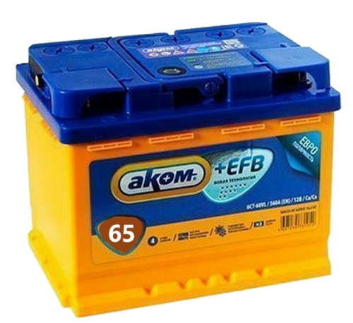 Аккумулятор AKOM+EFB 6ст-65 (о.п.) [д242ш175в190/650]