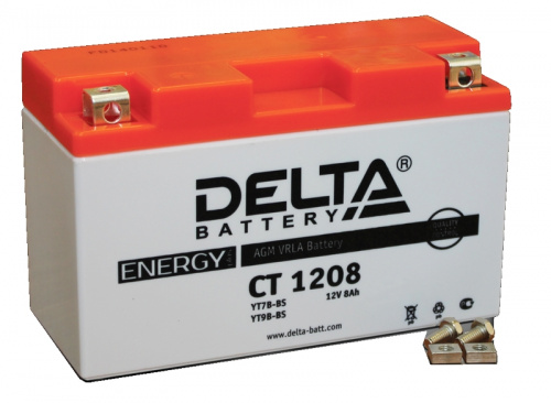 Аккумулятор DELTA СТ-1208 п.п.(YT7B-BS) [д150ш66в95/100] уп10