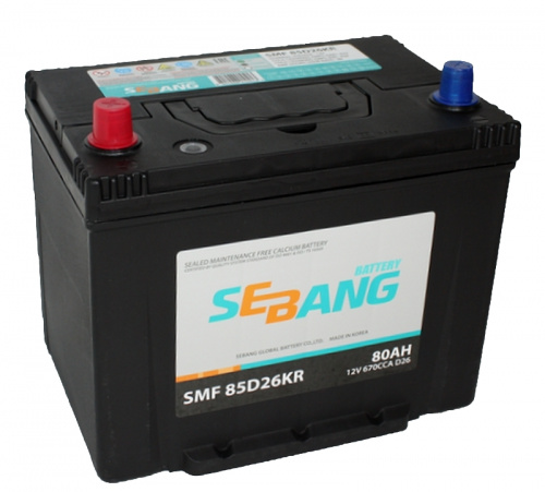Аккумулятор SEBANG SMF 80 А/ч (п.п.)EN 670A, 260x175x225 SMF 8