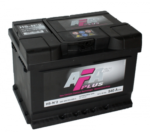 Аккумулятор AFA PLUS 60 А/ч R+ EN 540A низкая 242x175x175